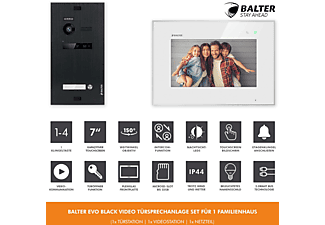 BALTER EVO Schwarz 4.3" Quick Video Türsprechanlage Set für 1 Familienhaus