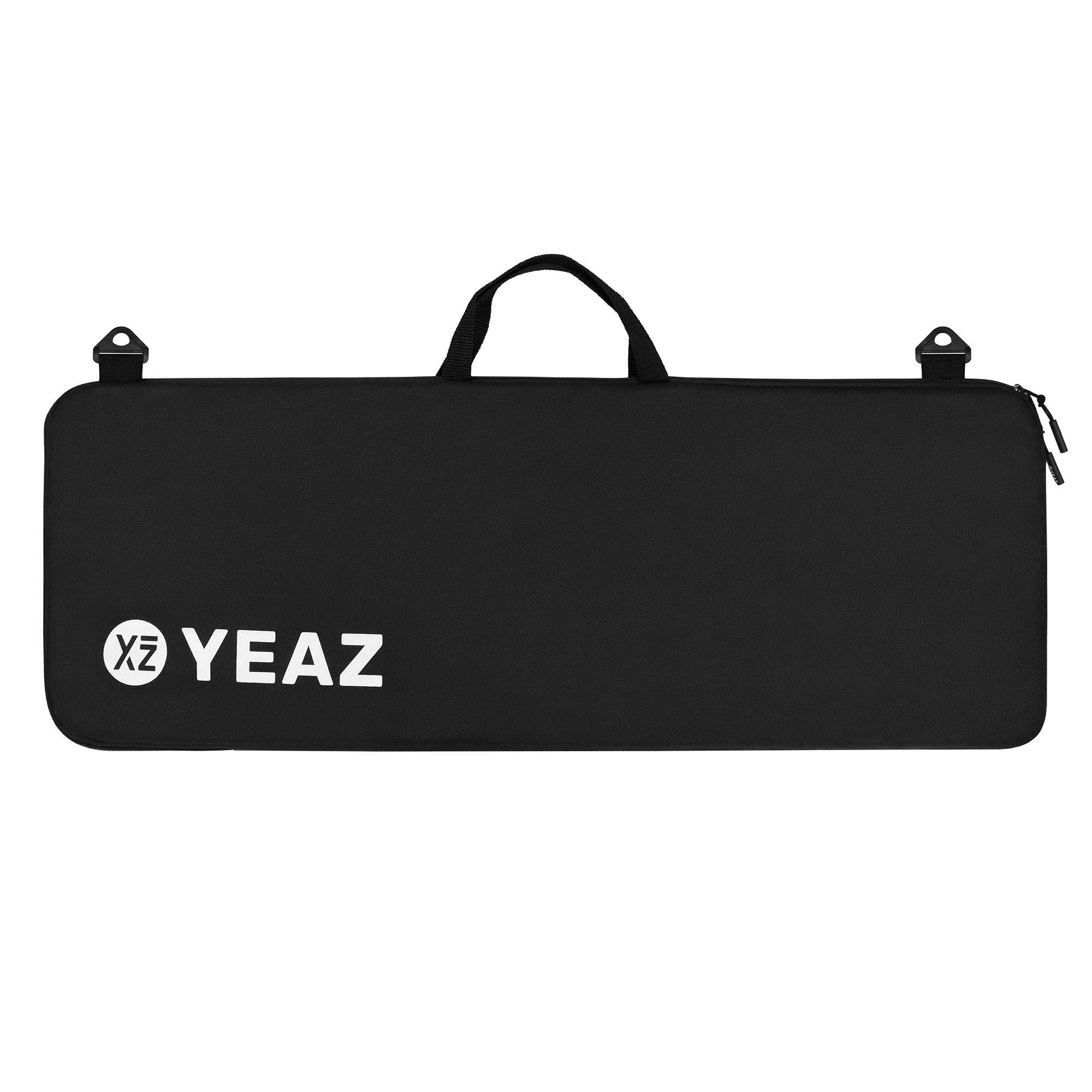 Eine lange, schwarze Hülle mit Reißverschluss. Das Wort 'YEAZ' und ein Logo sind aufgedruckt.