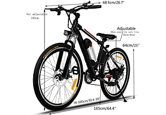 MYATU 1907 Mountainbike (Laufradgröße: 26 Zoll, Rahmenhöhe: 95 cm, Unisex-Rad, Schwarz Rot)