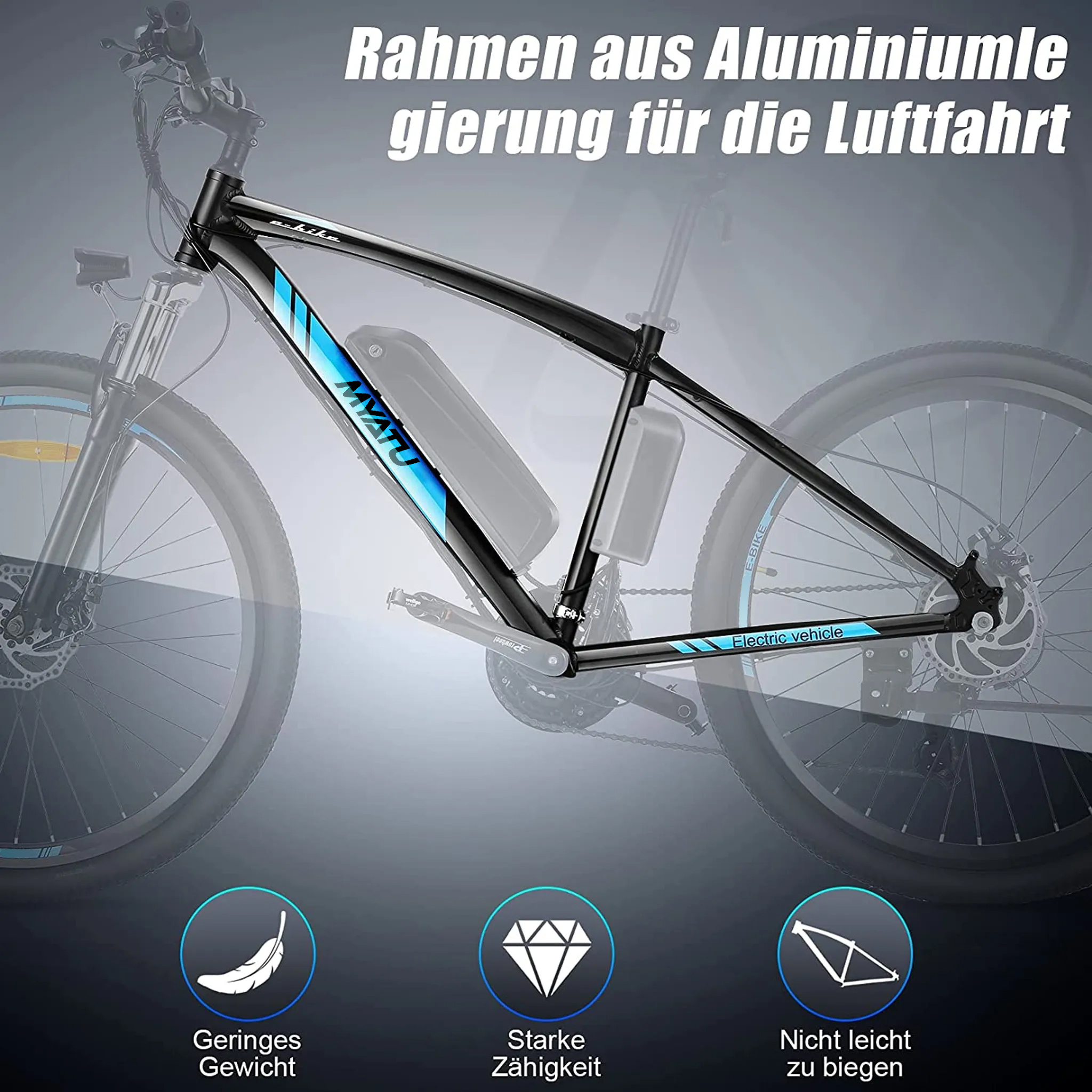 MYATU 5687 Blau) Mountainbike (Laufradgröße: Unisex-Rad, Zoll, Rahmenhöhe: 95 cm, Schwarz 27,5