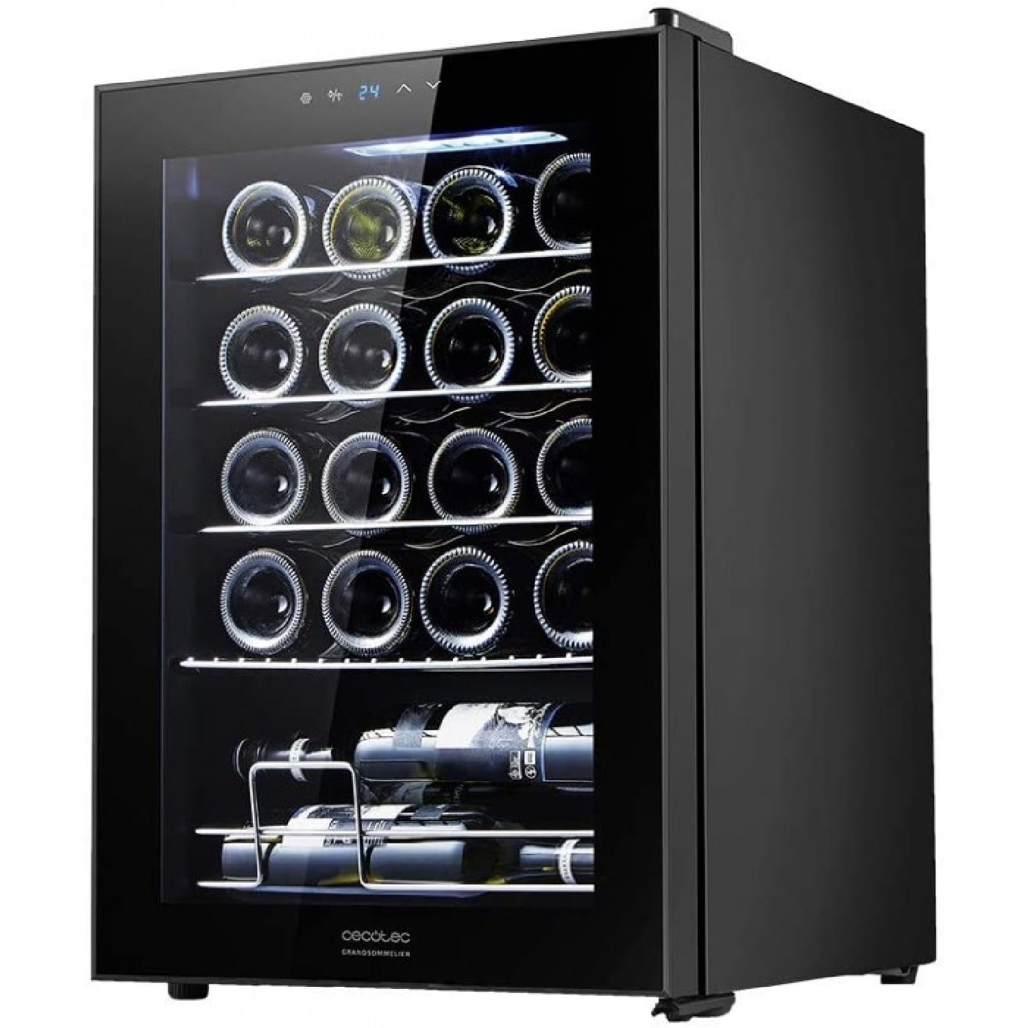 Vinoteca libre instalación - GrandSommelier 20000 Black Compressor CECOTEC, 20 botellas, Black