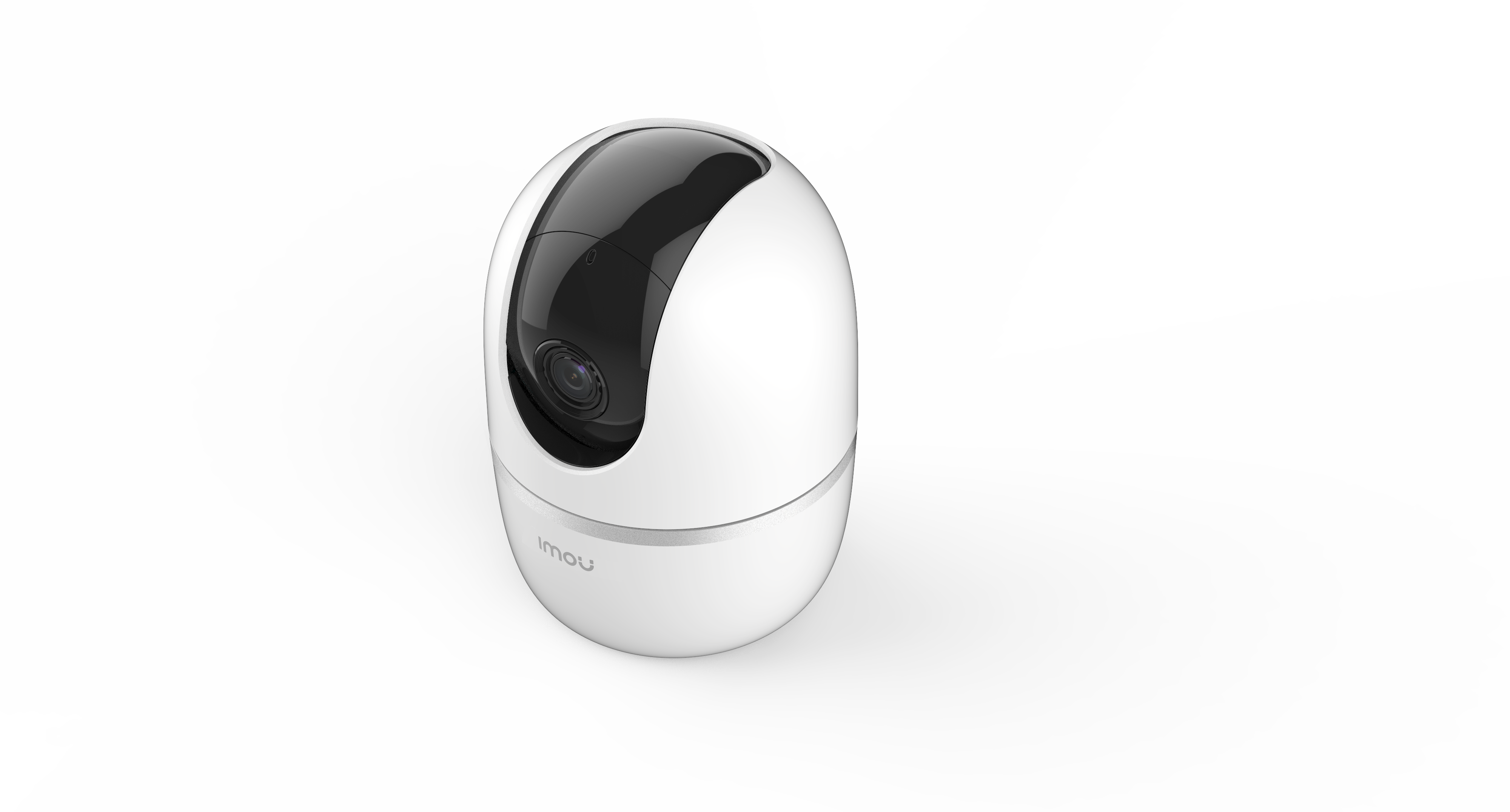 Biała kamera bezpieczeństwa z czarnym obiektywem i zaokrągloną górą.