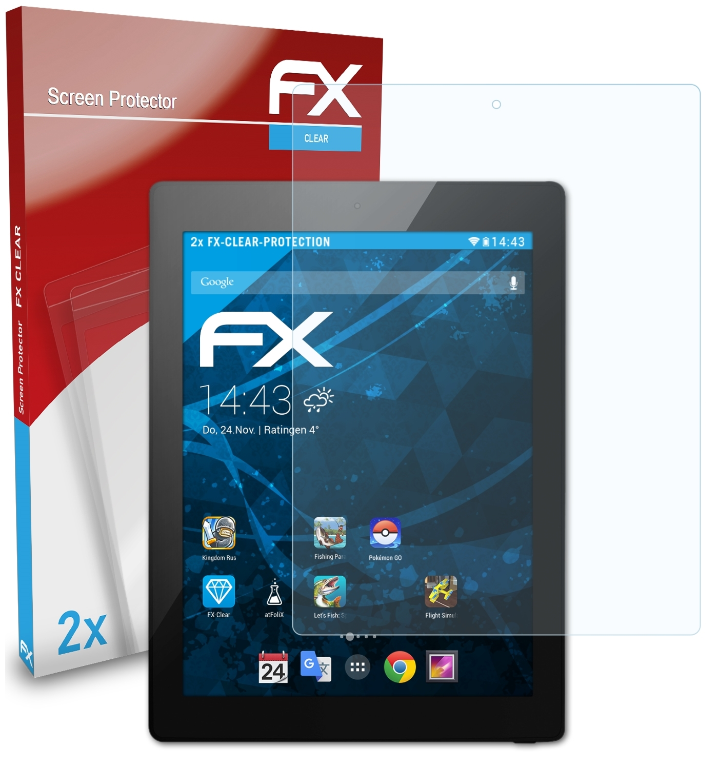 X10.Quad.v2) Displayschutz(für Touchlet FX-Clear ATFOLIX 2x