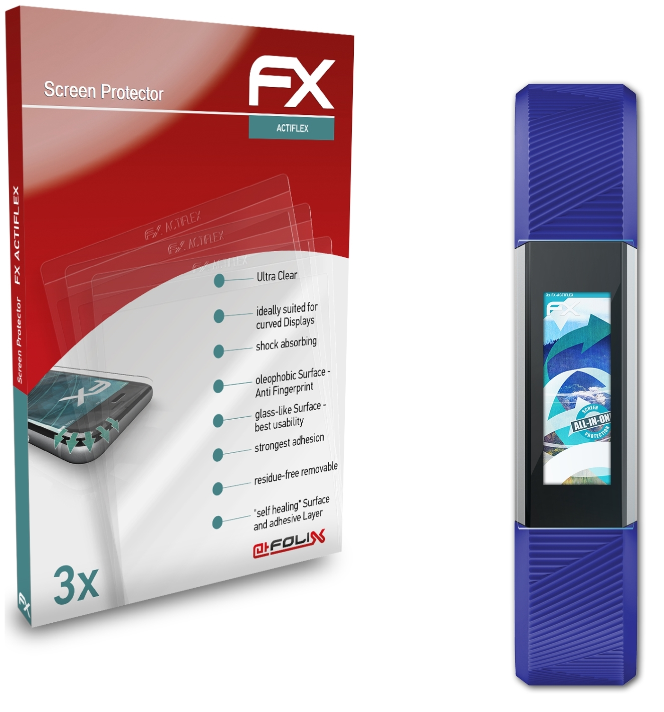 Ace) Fitbit 3x FX-ActiFleX ATFOLIX Displayschutz(für