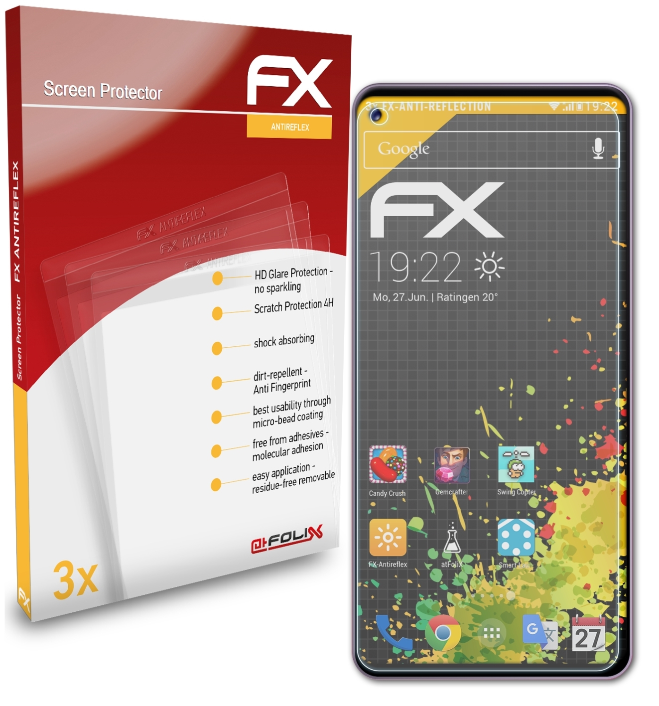 ATFOLIX 3x FX-Antireflex Reno Displayschutz(für 3 Oppo Pro)