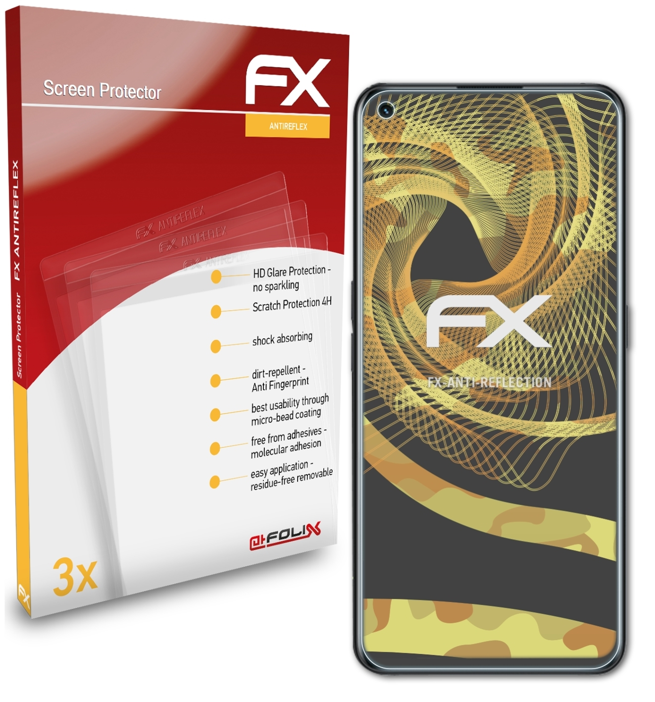 ATFOLIX 3x Neo GT 2) FX-Antireflex Displayschutz(für Realme