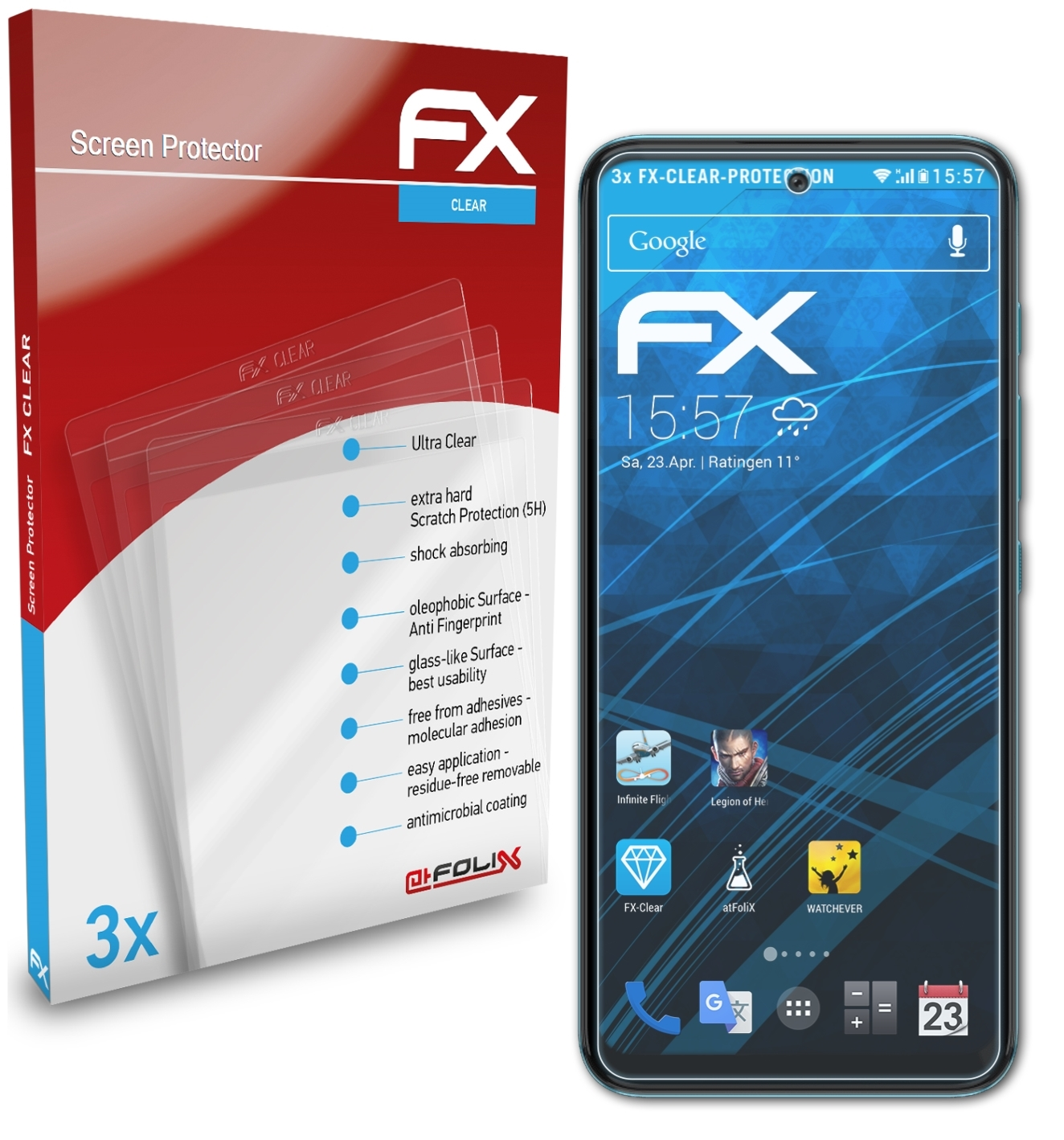 ATFOLIX 3x FX-Clear Displayschutz(für Motorola Moto G41)