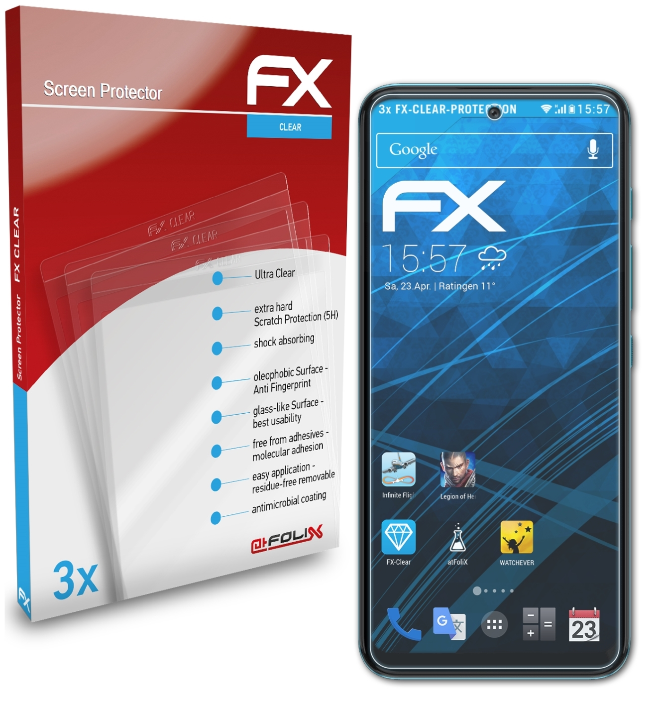 Motorola Moto 3x Displayschutz(für ATFOLIX G41) FX-Clear