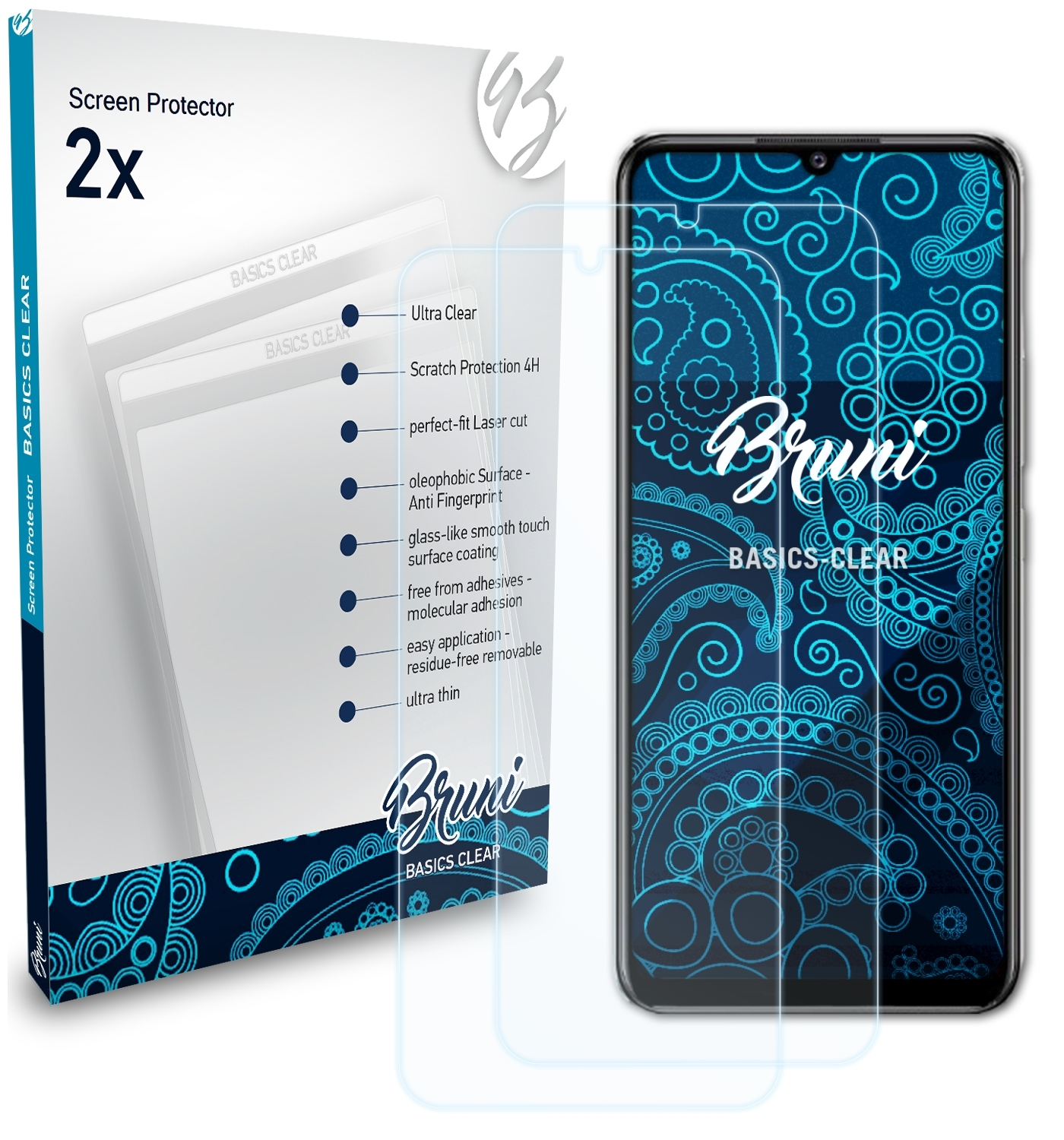 BRUNI 2x Basics-Clear Schutzfolie(für S10e) Vivo