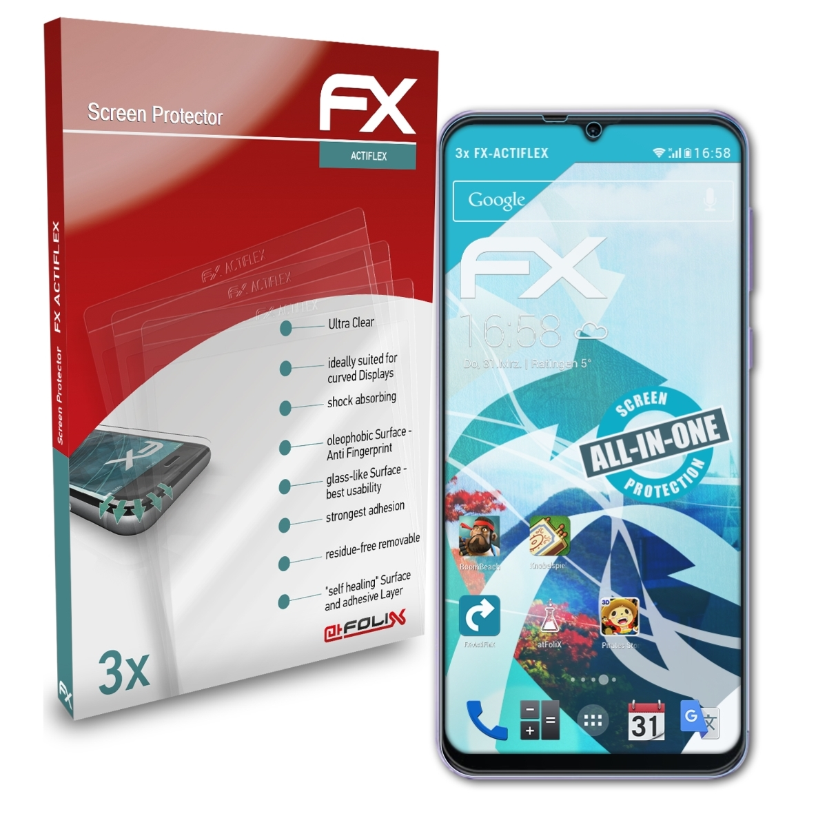 ATFOLIX FX-ActiFleX Note Displayschutz(für 3x Ulefone 6P)
