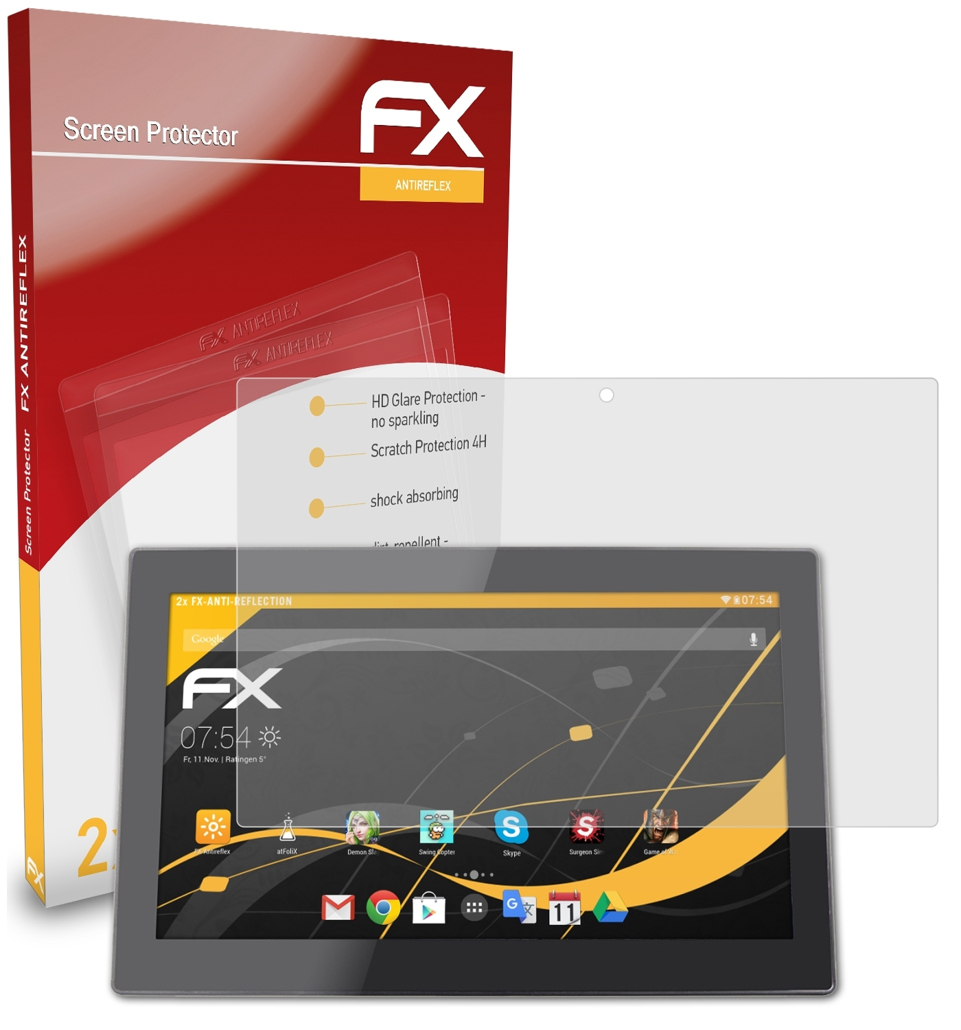 Displayschutz(für 2x 1404 V5) ATFOLIX MegaPad Xoro FX-Antireflex