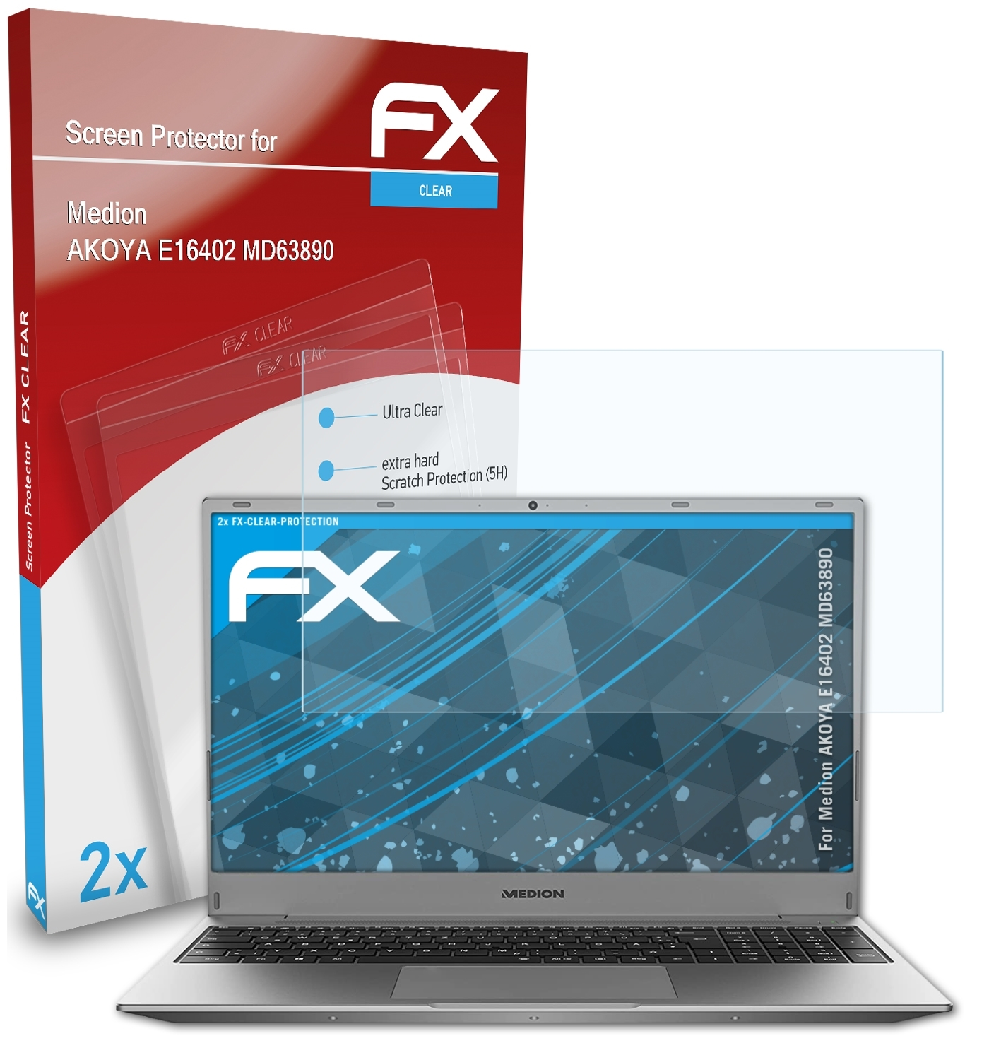 E16402 AKOYA Medion FX-Clear (MD63890)) 2x ATFOLIX Displayschutz(für