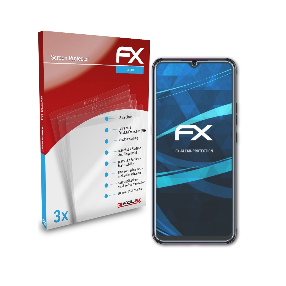 Displayschutz(für 4) Tecno FX-Clear Pouvoir ATFOLIX 3x