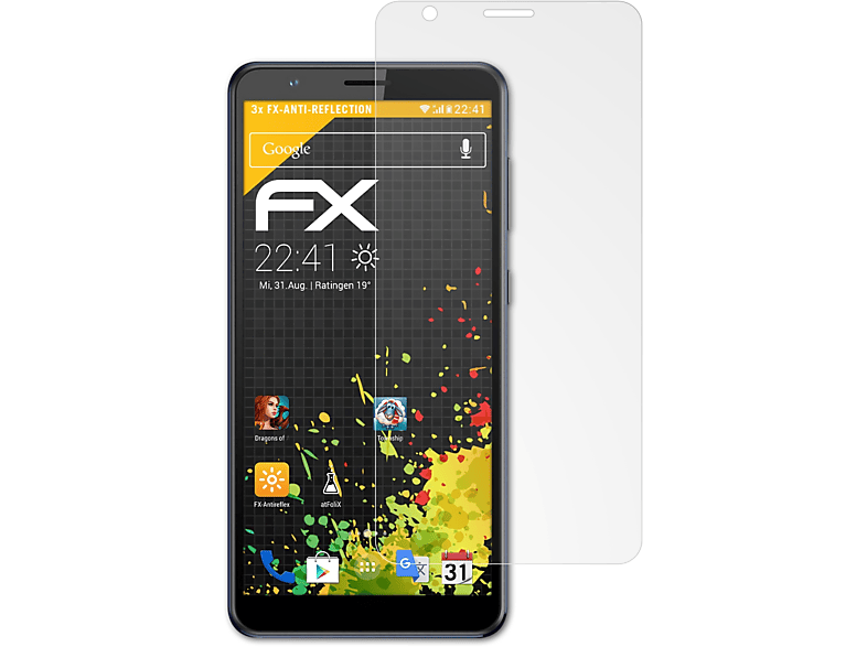 ATFOLIX 3x FX-Antireflex Displayschutz(für ZTE Blade A31)