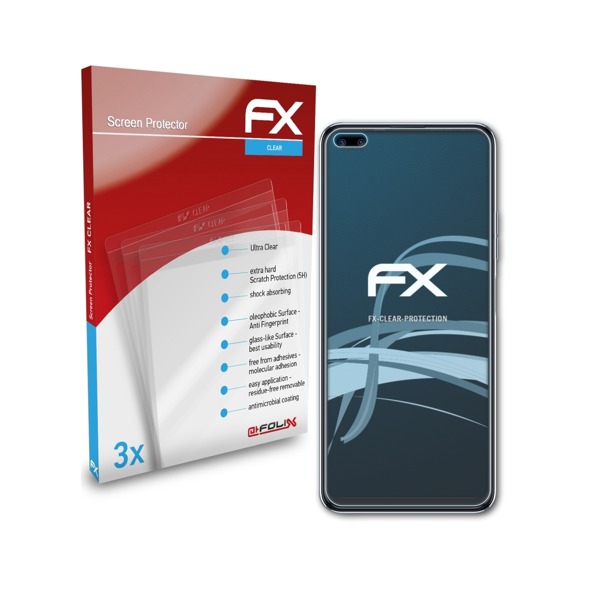 ATFOLIX 3x FX-Clear Premier) Camon Tecno 16 Displayschutz(für
