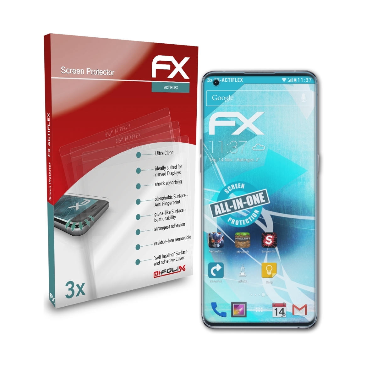 ATFOLIX 3x FX-ActiFleX Displayschutz(für Oppo Pro) X5 Find