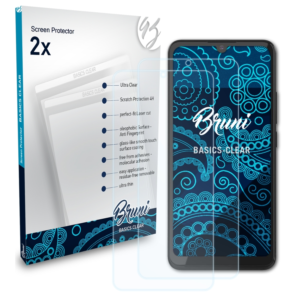 BRUNI 2x Basics-Clear Schutzfolie(für Mobile Plus) Nuu X6
