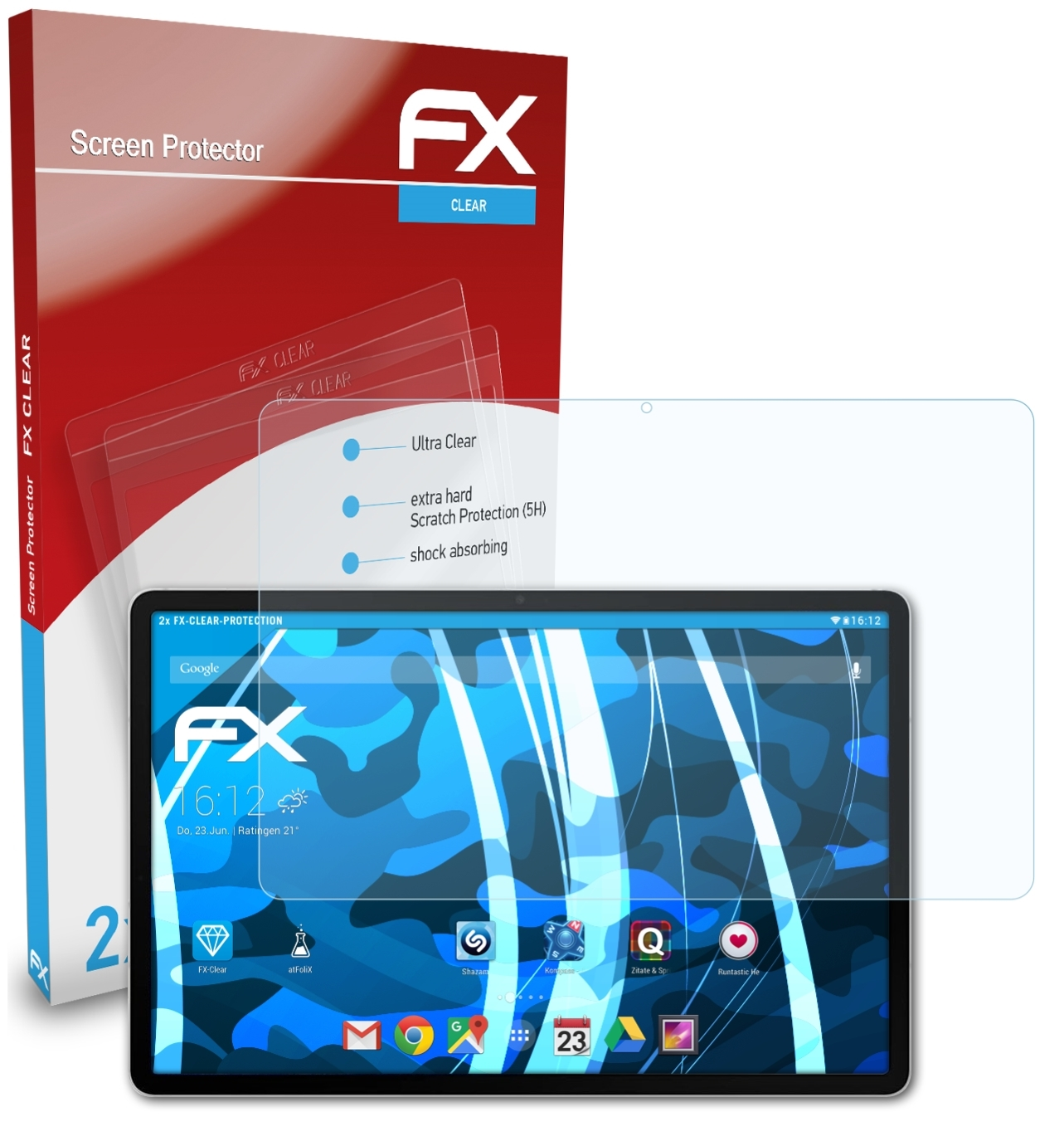 ATFOLIX 2x S8+) Samsung Tab FX-Clear Displayschutz(für Galaxy