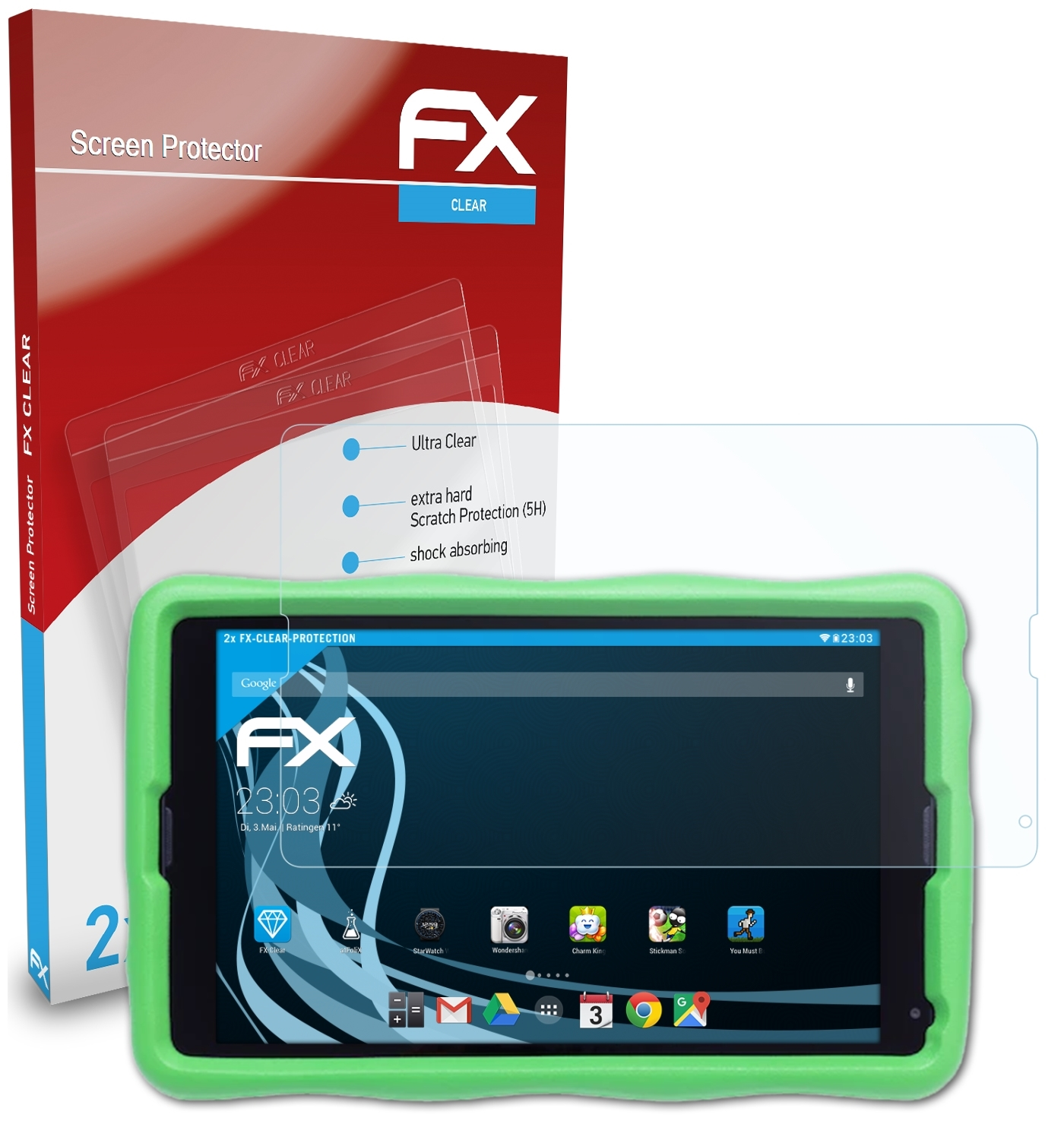 Displayschutz(für 2x (MD60518)) LIFETAB E10440 FX-Clear ATFOLIX Medion