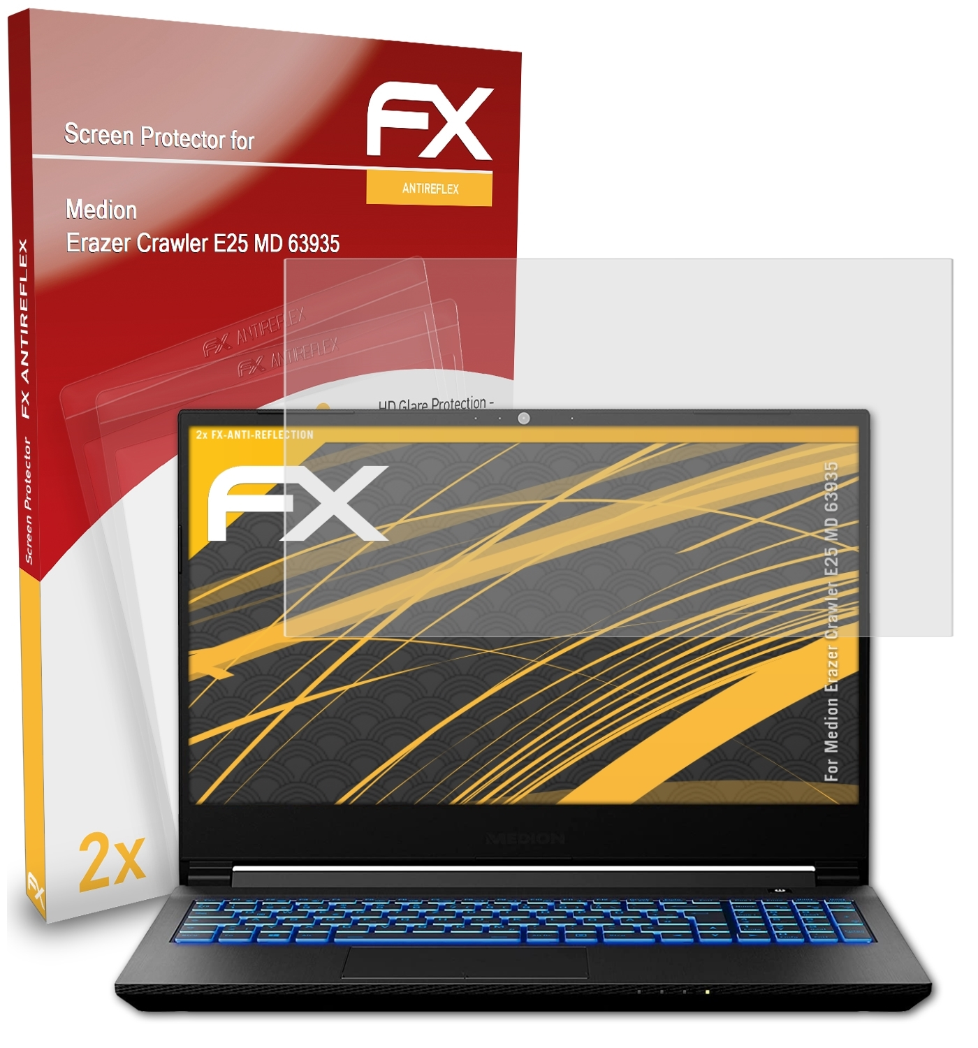 2x Erazer FX-Antireflex ATFOLIX E25 (MD Medion 63935)) Crawler Displayschutz(für