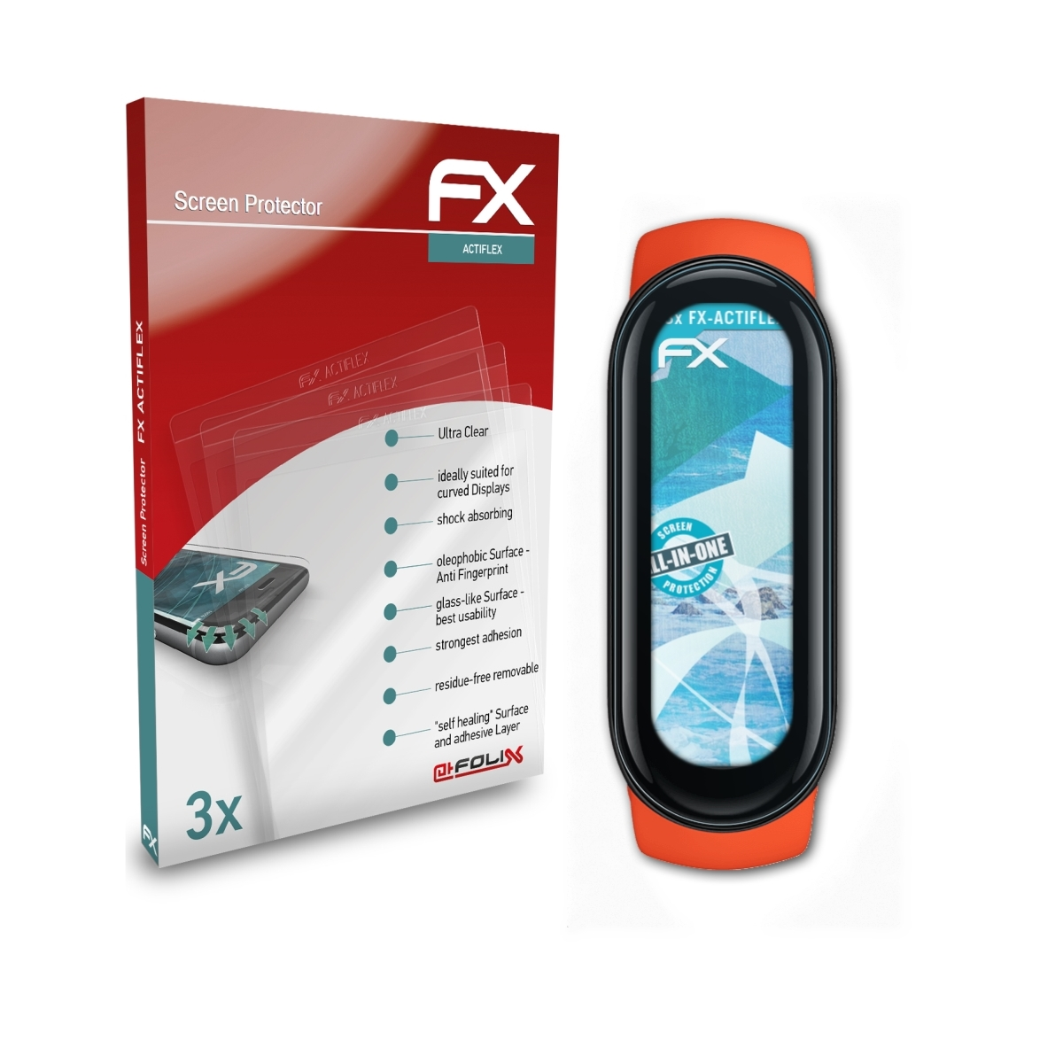 6) Displayschutz(für FX-ActiFleX Smart 3x Band ATFOLIX Xiaomi Mi