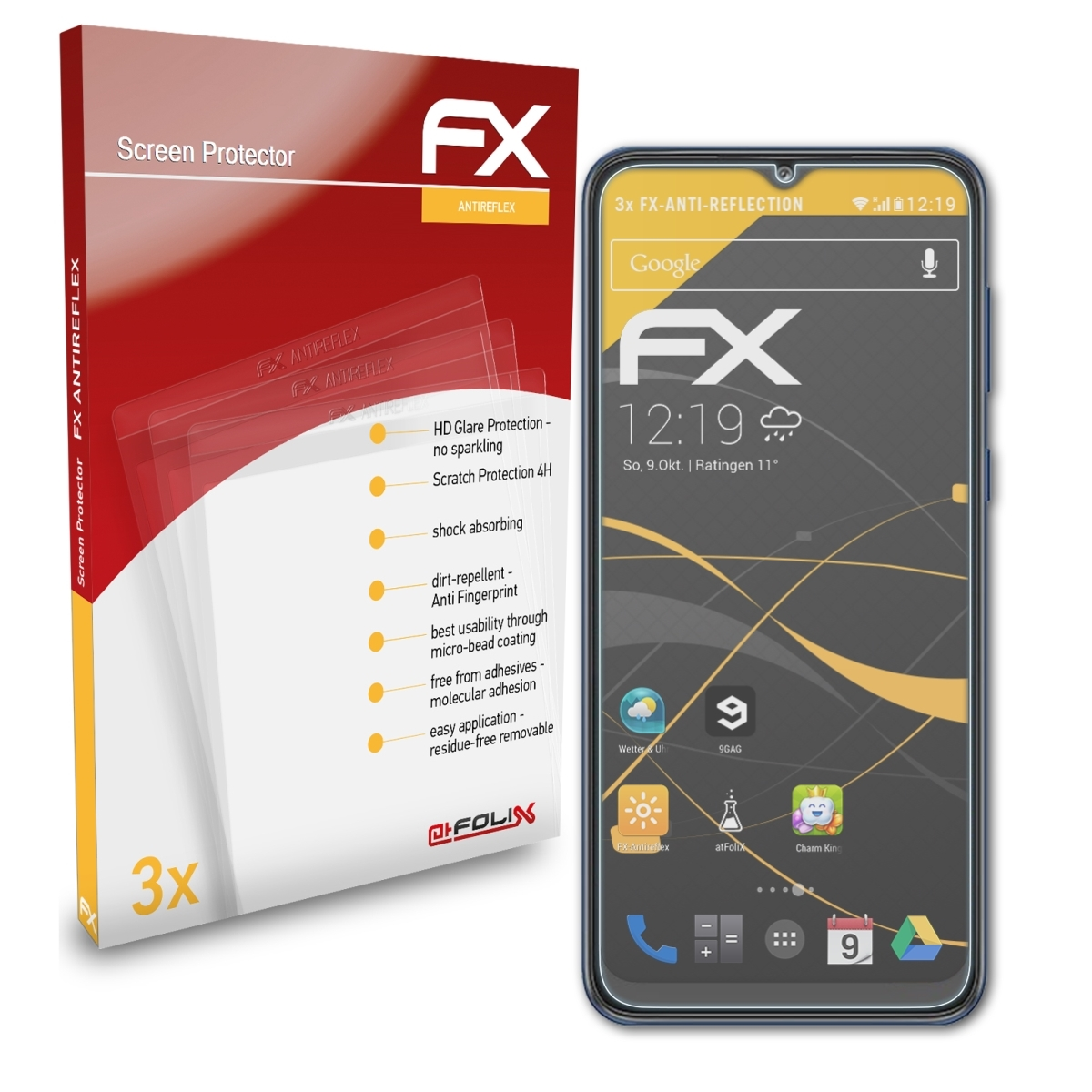 Displayschutz(für Samsung Core) A03 3x ATFOLIX FX-Antireflex Galaxy