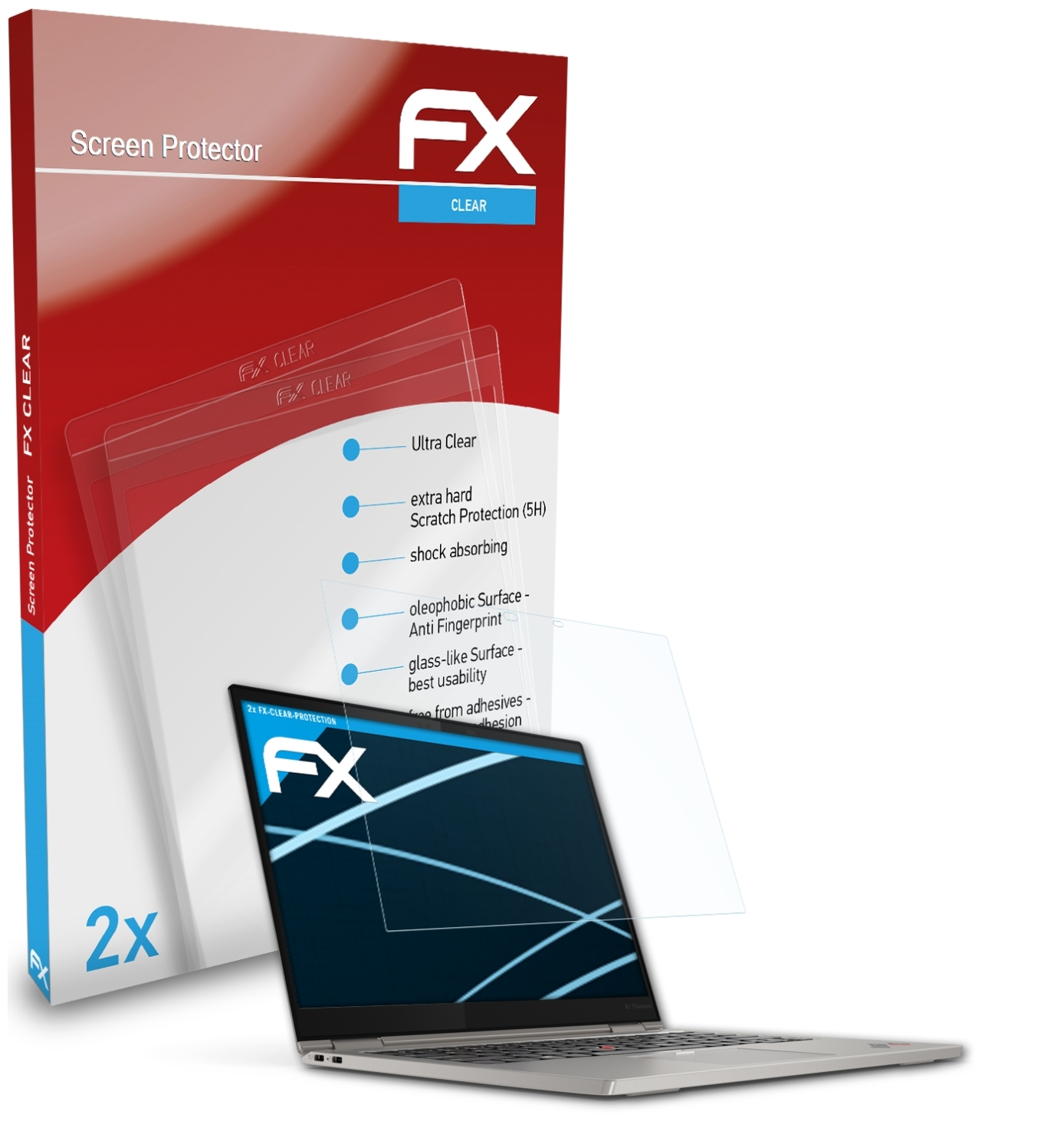 ATFOLIX 2x FX-Clear Displayschutz(für Lenovo Titanium ThinkPad Yoga) X1