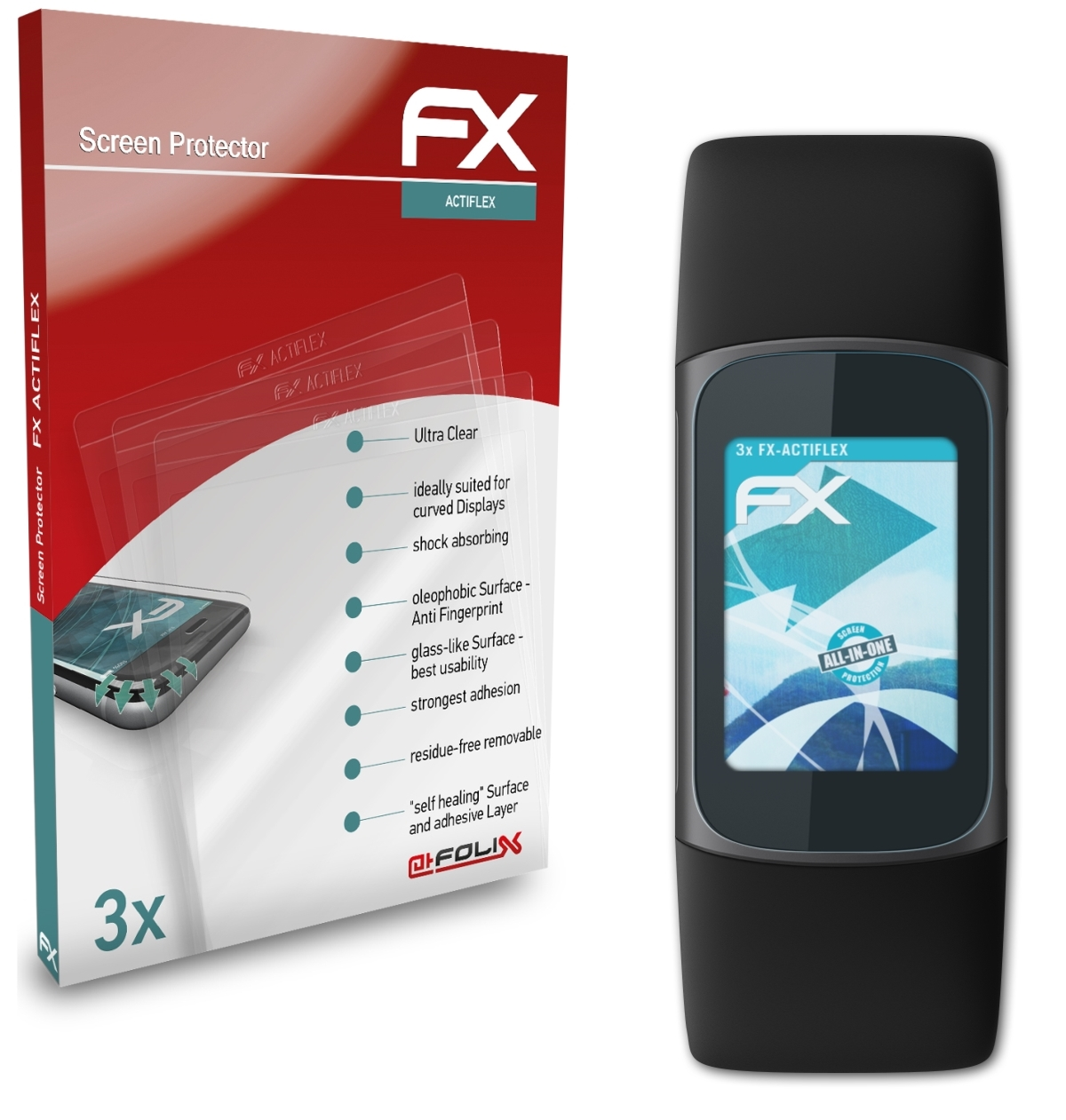 ATFOLIX 3x FX-ActiFleX Displayschutz(für Fitbit Charge 5)