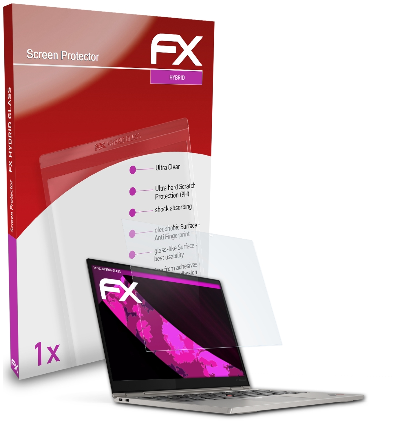 ATFOLIX FX-Hybrid-Glass X1 Yoga) Titanium ThinkPad Schutzglas(für Lenovo