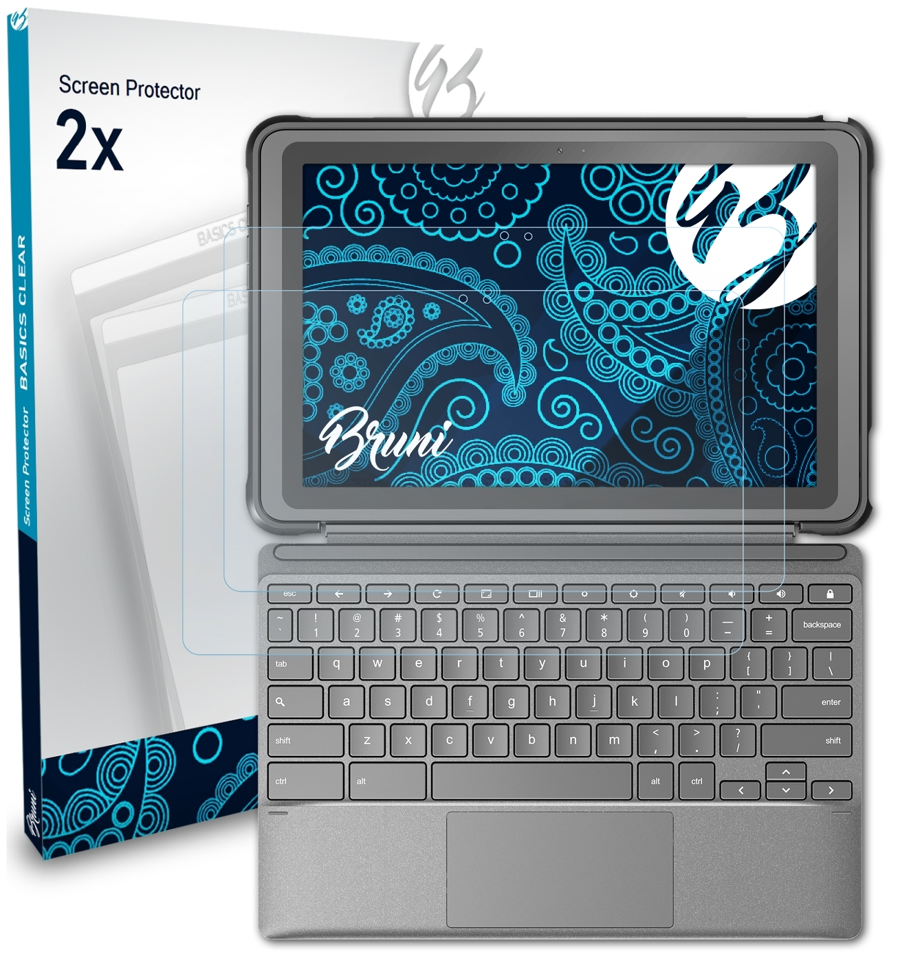 BRUNI 2x Basics-Clear Asus Chromebook Schutzfolie(für CZ1 Detachable (CZ10000))