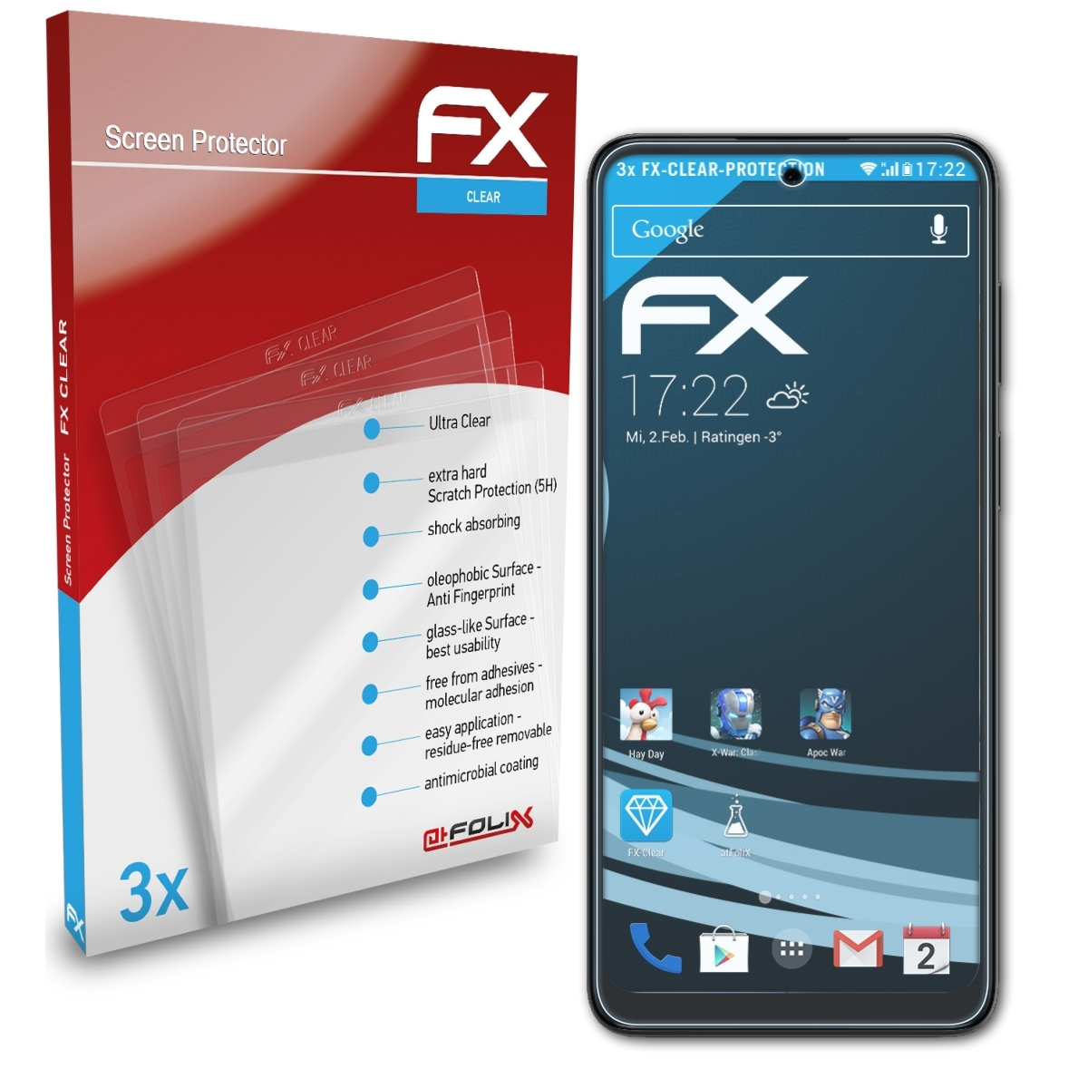 Motorola Displayschutz(für FX-Clear Moto ATFOLIX G22) 3x