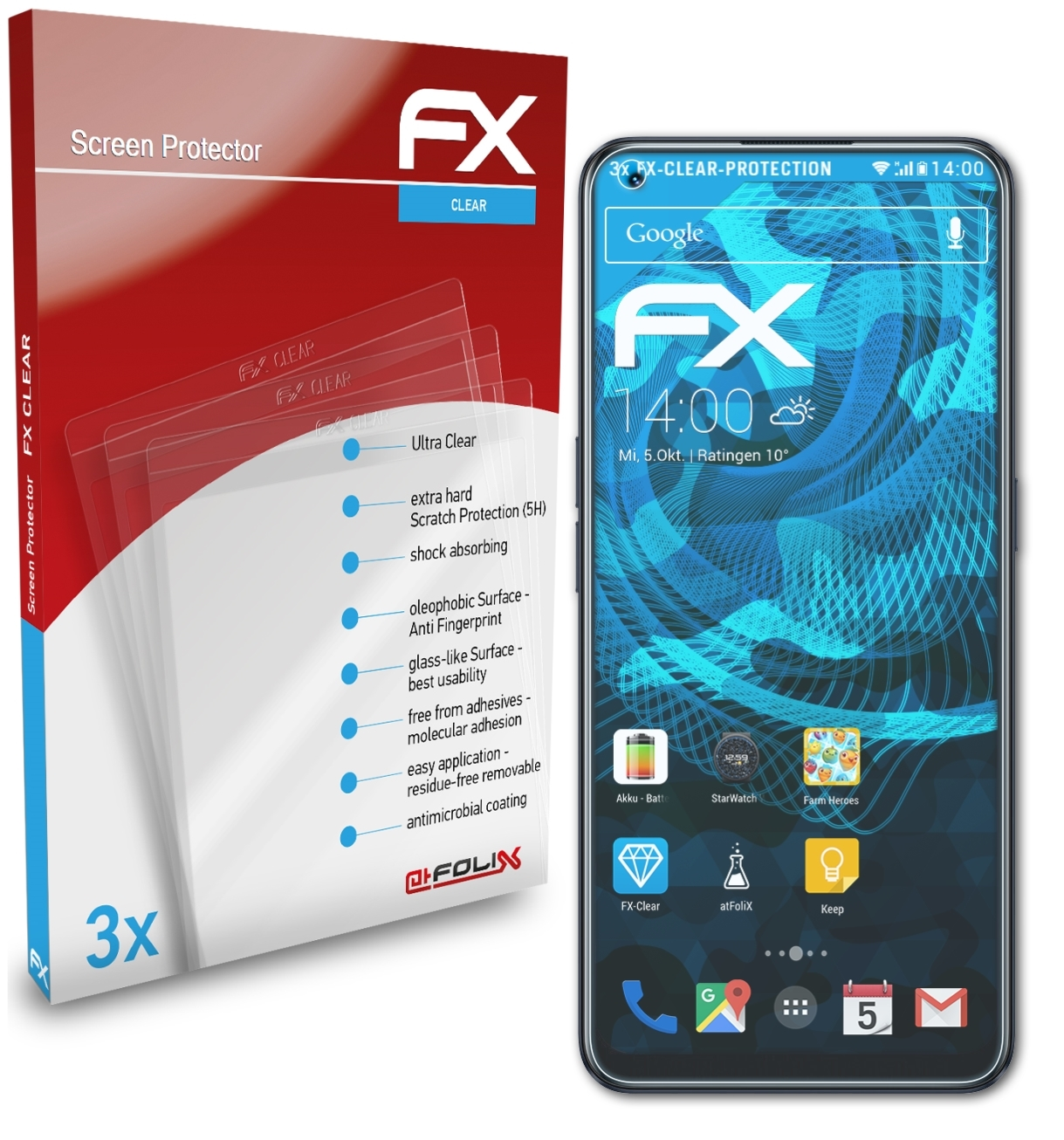 ATFOLIX 3x FX-Clear Displayschutz(für Realme 9 Pro+)