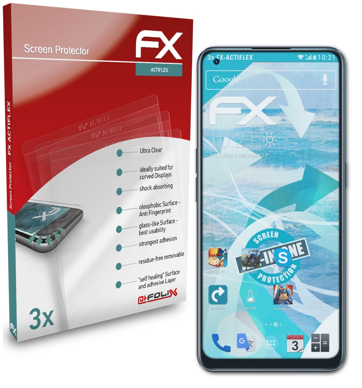 Displayschutz(für FX-ActiFleX Realme 9 Pro+) 3x ATFOLIX