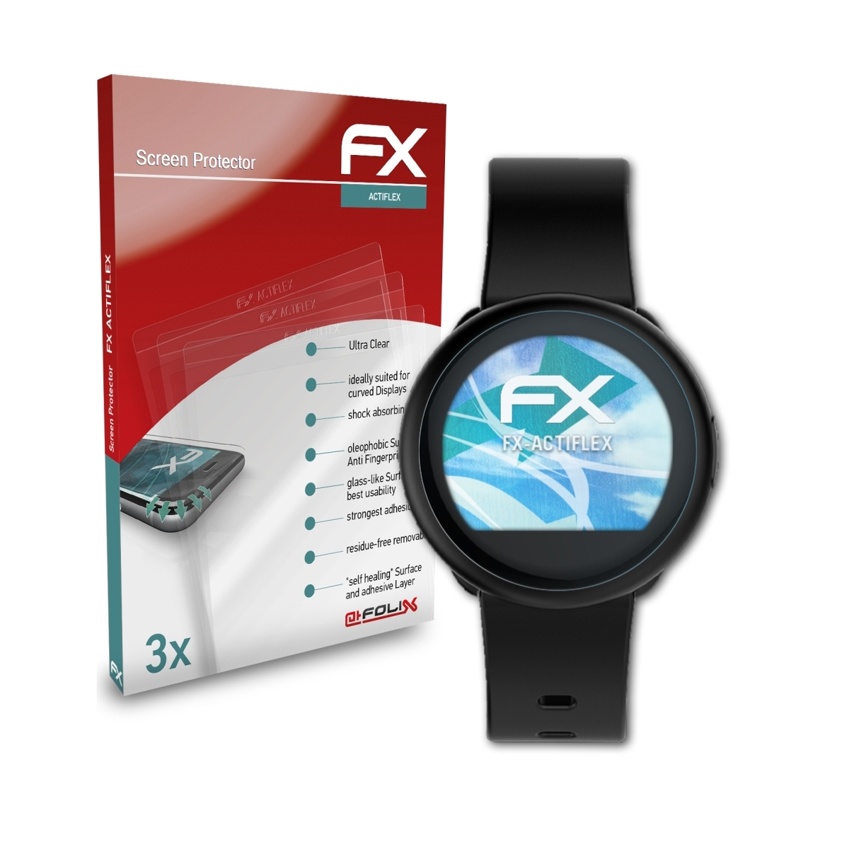 ATFOLIX 3x FX-ActiFleX Displayschutz(für 3 MyKronoz ZeRound Lite)