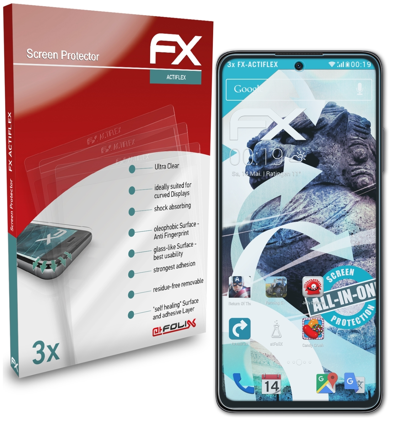 ATFOLIX 3x FX-ActiFleX Xiaomi X4 Poco Pro Displayschutz(für 5G)
