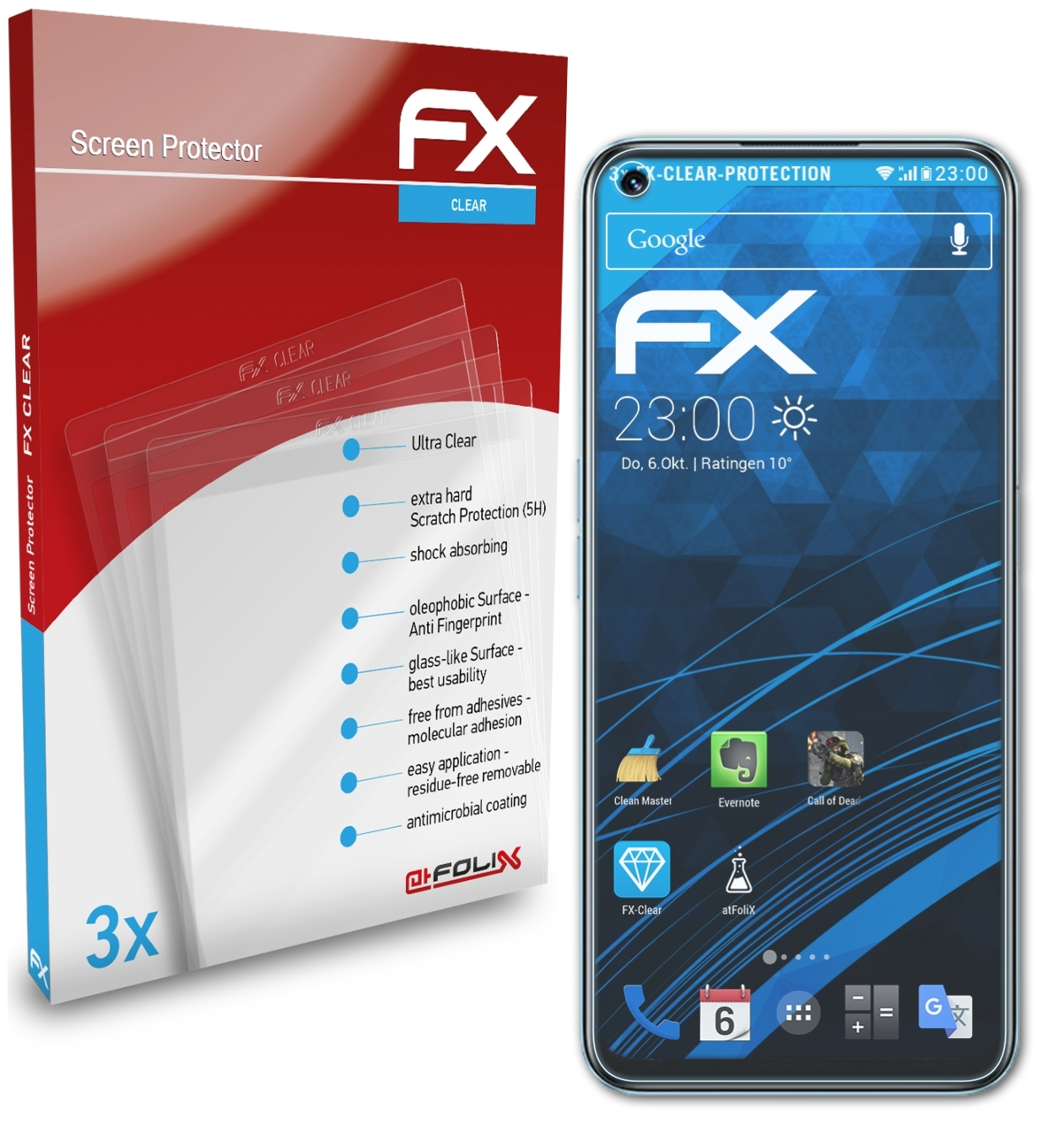 Realme 3x Displayschutz(für Pro) 9 ATFOLIX FX-Clear