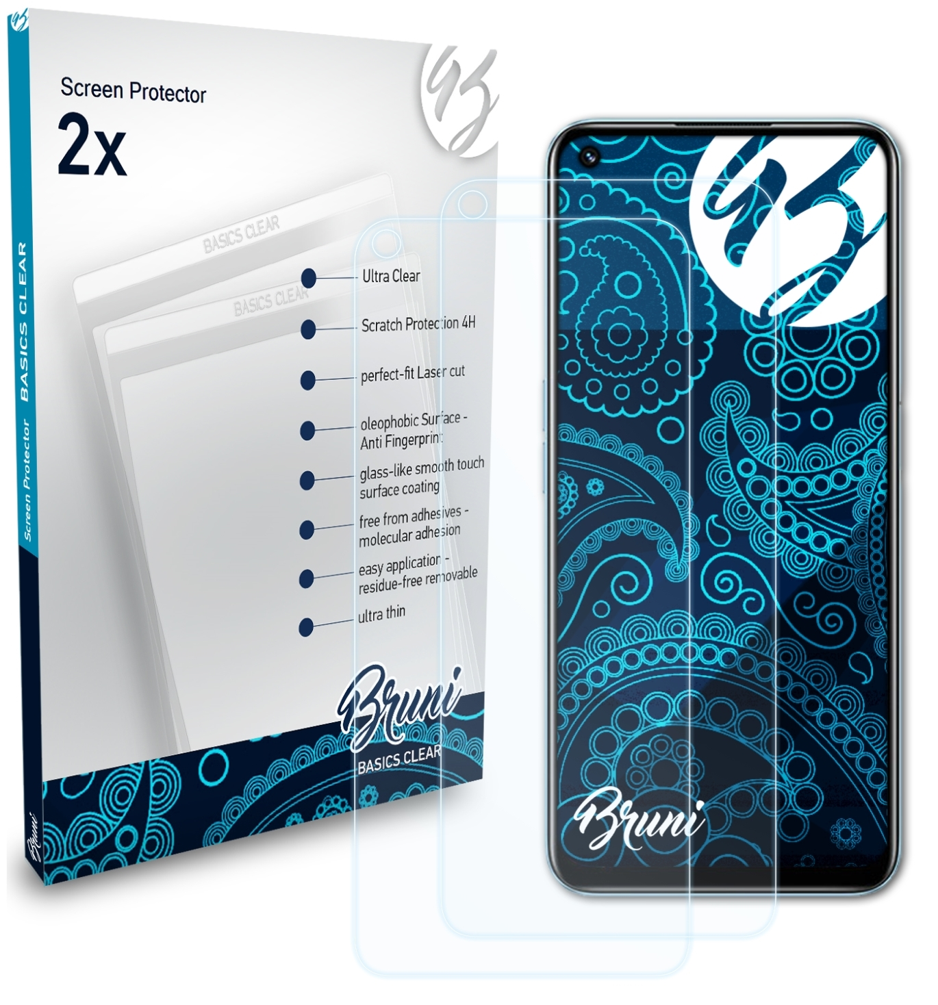 Realme 2x Pro) 9 Basics-Clear Schutzfolie(für BRUNI