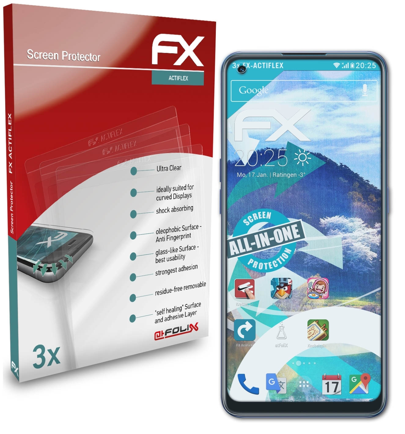 ATFOLIX 3x FX-ActiFleX X5 Oppo Find Displayschutz(für Lite)
