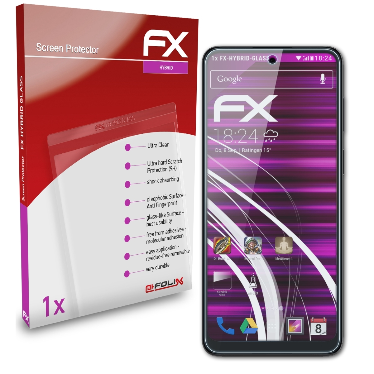 ATFOLIX FX-Hybrid-Glass Schutzglas(für Motorola Moto G22)
