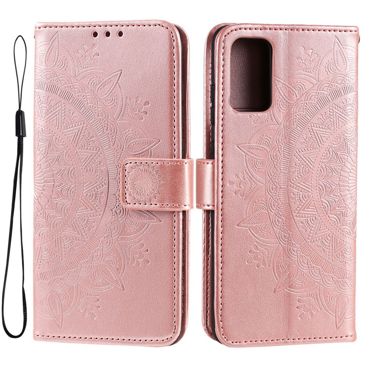 COVERKINGZ Klapphülle mit Mandala Muster, 5G, Galaxy Samsung, Bookcover, Rosegold M23