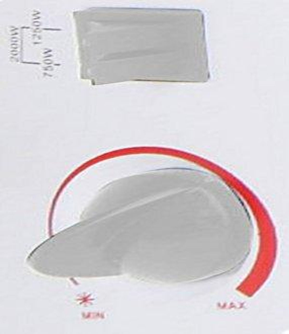 Zbliżenie pokrętła sterowania na białym grzejniku. Ma oznaczenia poziomów mocy, ze wskaźnikiem czerwonym.