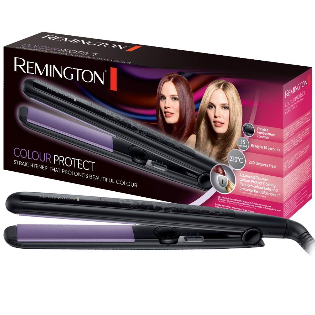 Plancha de pelo - S6300 REMINGTON, 43,5 W, 230 °C, Negro