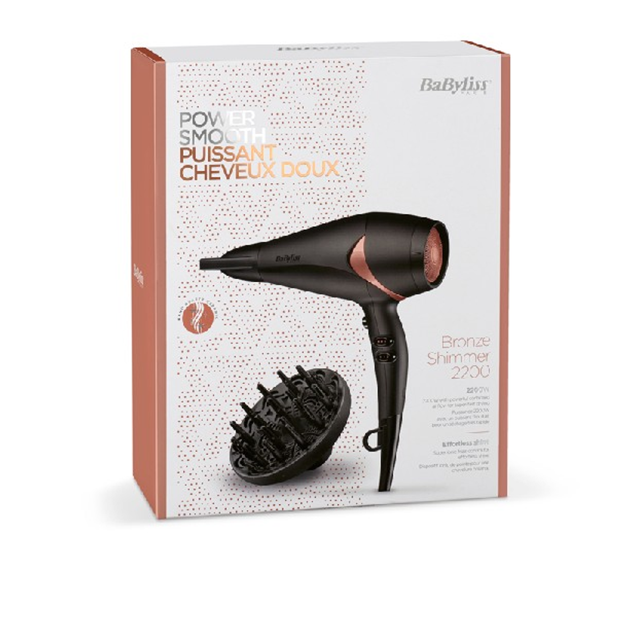 Schwarz/Bronze (2200 566E Watt) BABYLISS Haartrockner SHIMMER D 2200