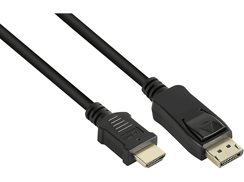 GOOD CONNECTIONS Anschlusskabel 1.2 an m 4K 1 HDMI vergoldete CU, schwarz, Kontakte, 1m, 1.4b, Displayport, @30Hz