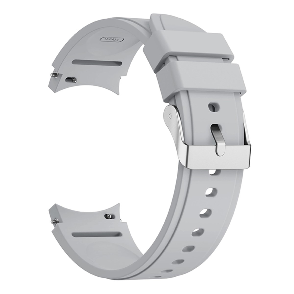 Graues Armband mit silberner Schnalle.