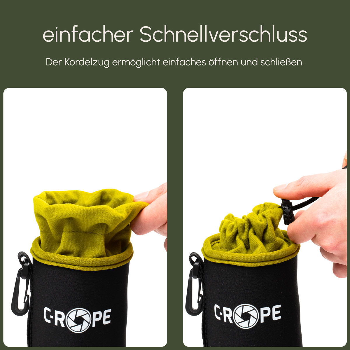 C-ROPE Neopren XL S, XS, Set 5er | Objektivbeutel M, Schutz Objektivbeutel, mit Schwarz Objektive Fleece-Fütterung L, in für