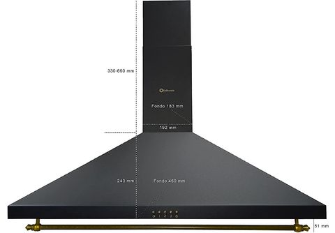 Campana de pared estilo rústico 90 cm color negra