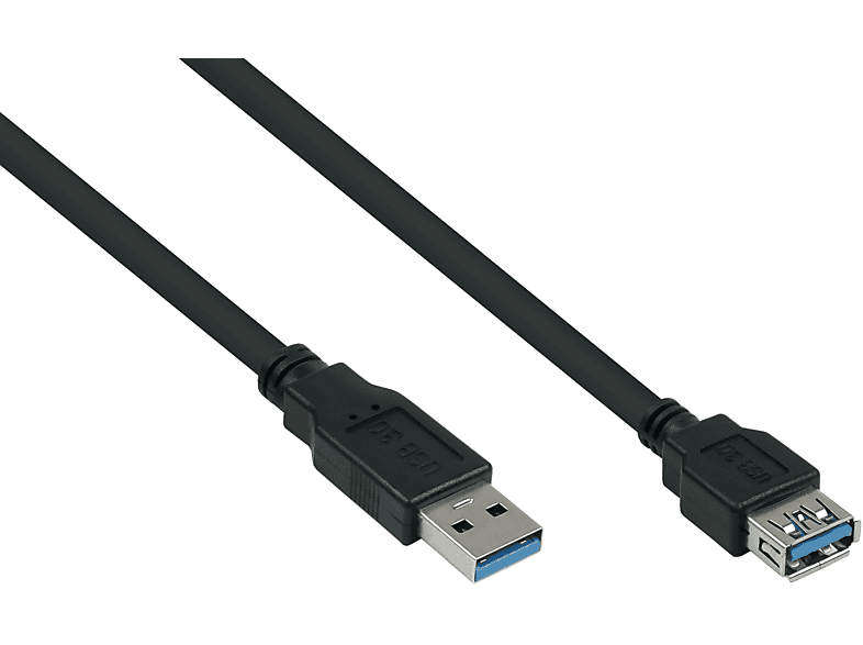 KABELMEISTER Stecker Buchse 3.0 USB A,Premium, A AWG28 schwarz an AWG24, UL, KUPFER, / Verlängerungskabel