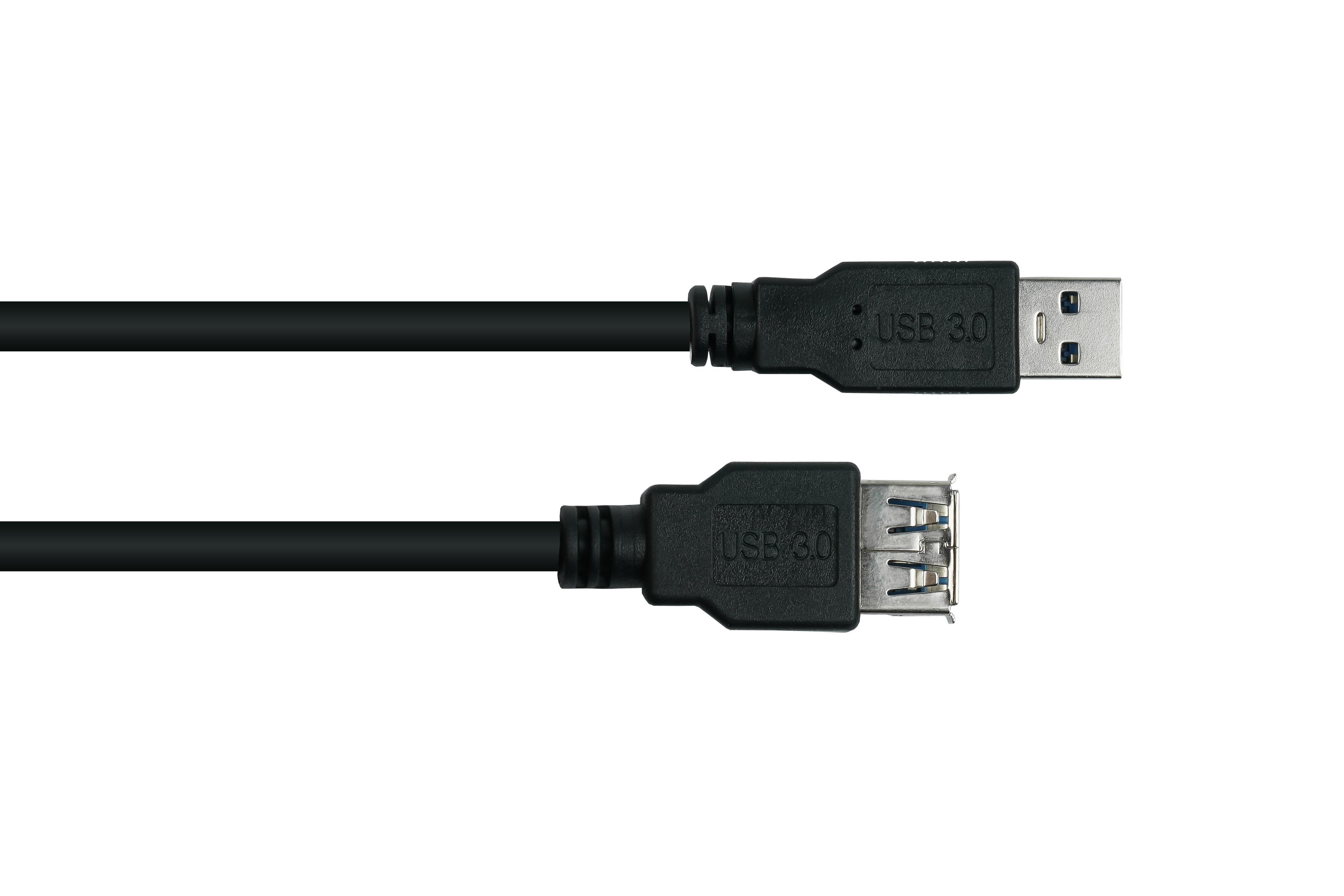 KABELMEISTER Stecker A an / UL, USB A,Premium, AWG24, Buchse Verlängerungskabel AWG28 KUPFER, 3.0 schwarz