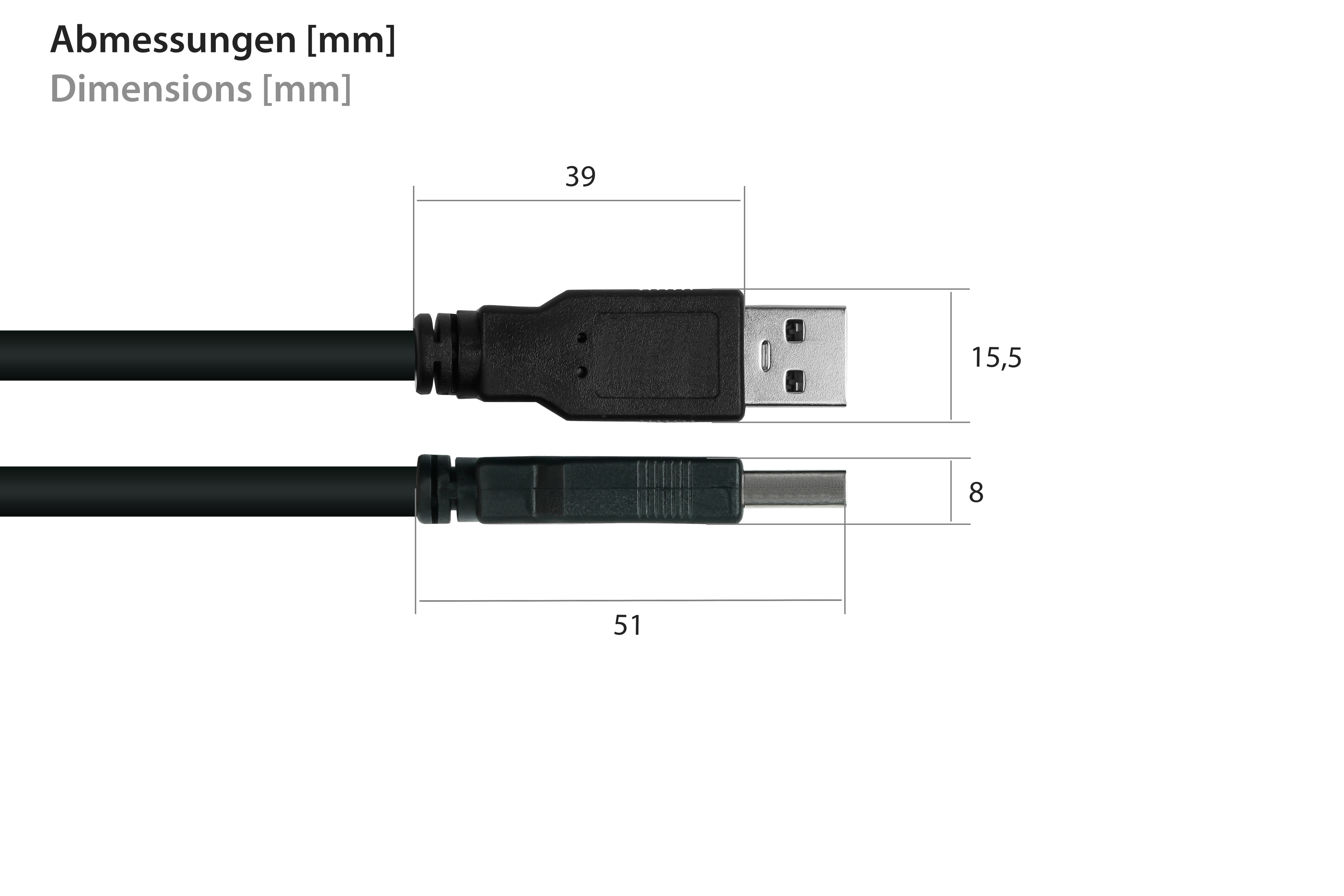 KABELMEISTER Stecker A an KUPFER, AWG28 Einbau-Verlängerung USB schwarz 2.0 AWG24, Buchse / A,Premium